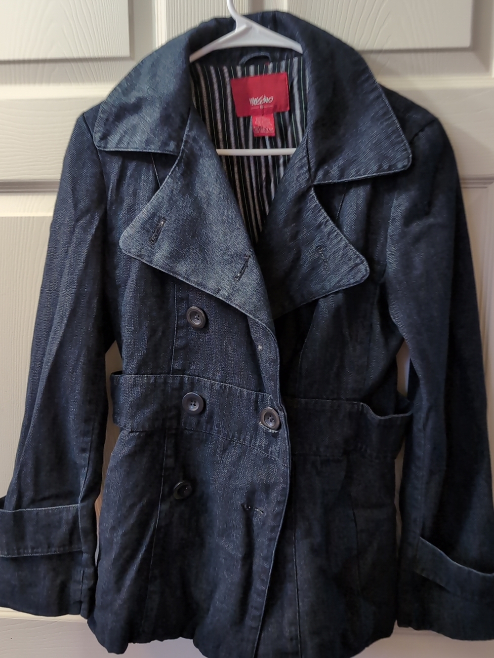 W118 by Walter Baker Dark Blue Denim Double-Breasted Jean Jacket
